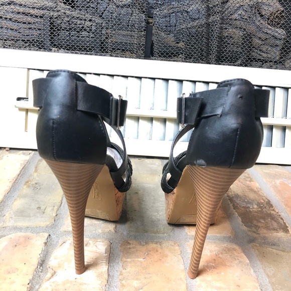 ANNE MICHELLE platform high heels black straps 7.5 - Picture 3 of 11